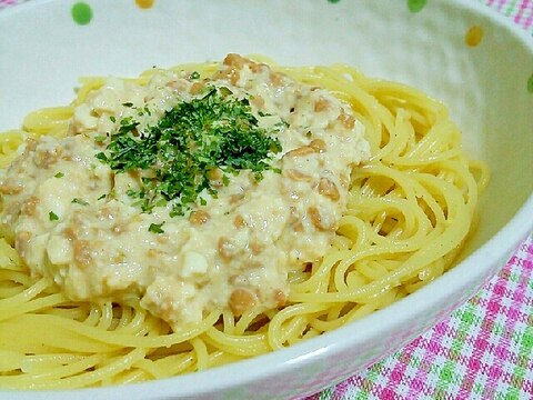 ごま油香る❀納豆腐のパスタ